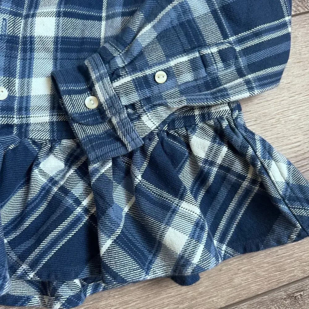 Ralph Lauren Plaid Peplum-Hem Cotton Shirt 6X